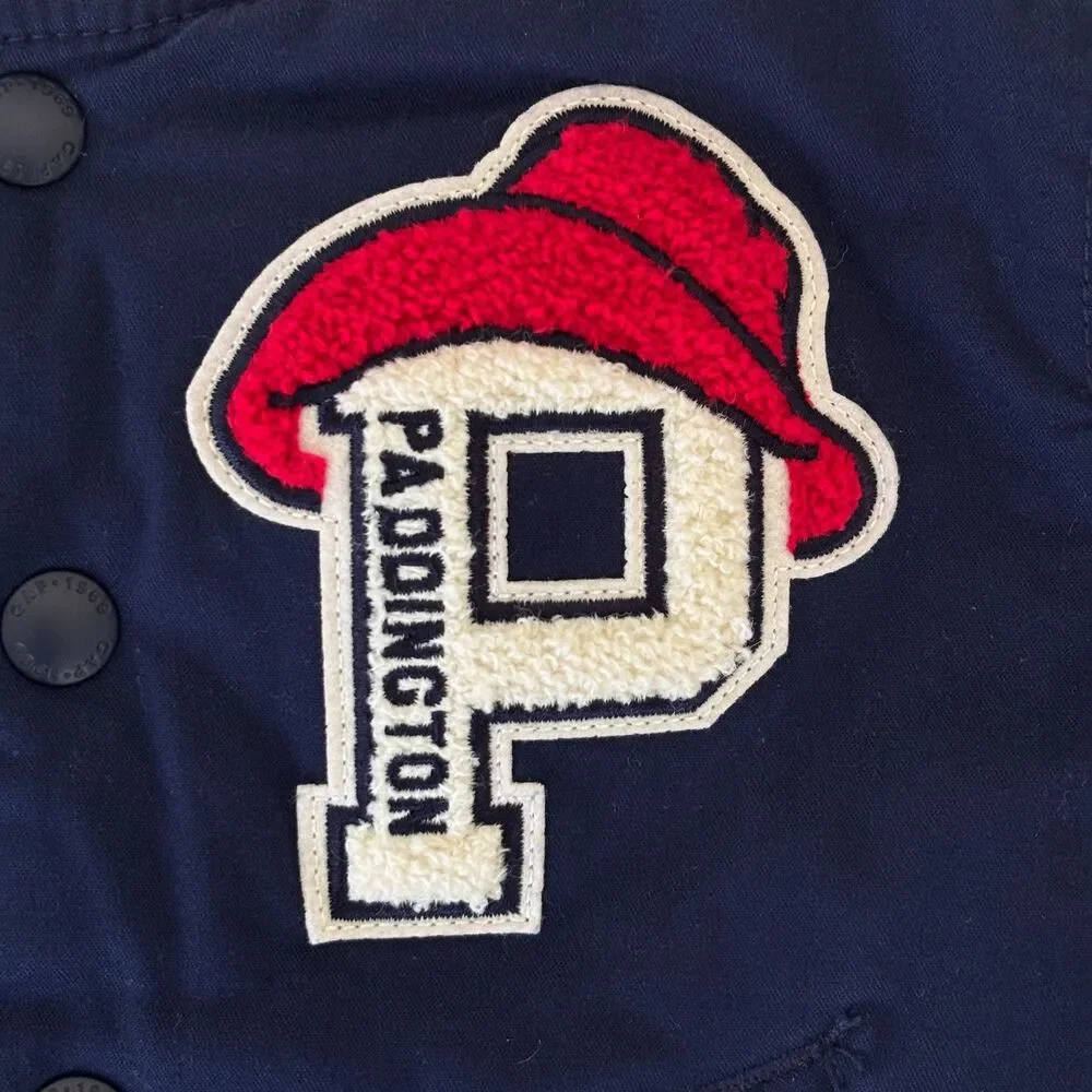 Baby Gap Paddington Bear 18-24M Varsity Bomber Jacket Navy Red Rare Patch Coat